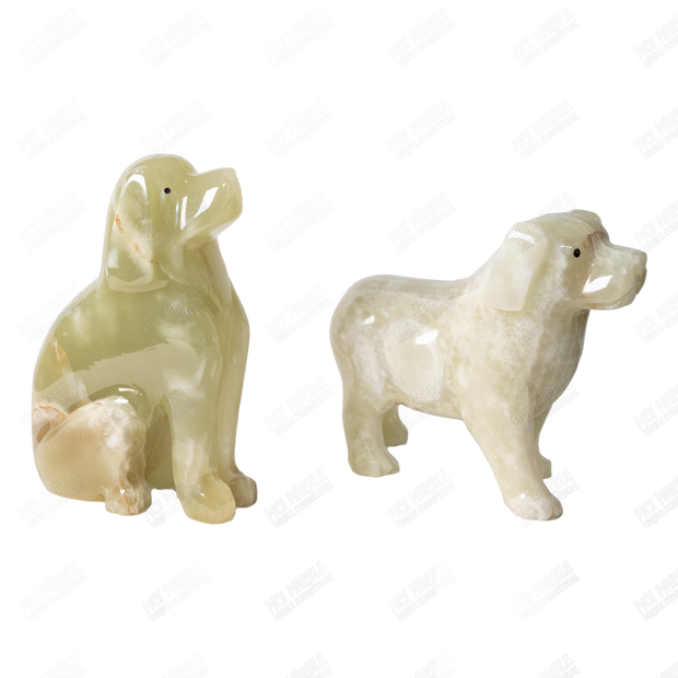 Hand Carved Onyx Standing Dog Statue