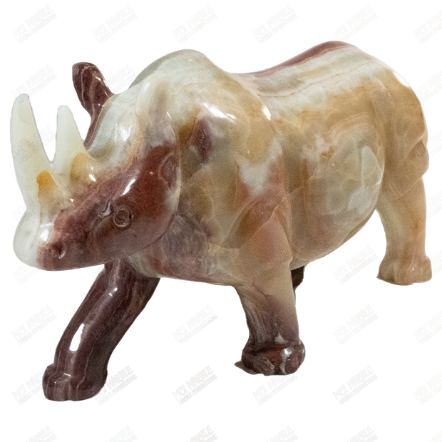 Hand Carved Onyx Rhino Sculpture - Rhino Statue
