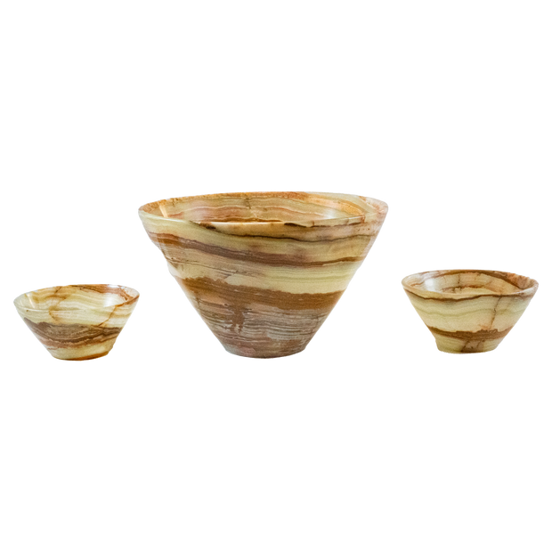 Hand Carved Green Onyx V shaped Marble Bowls