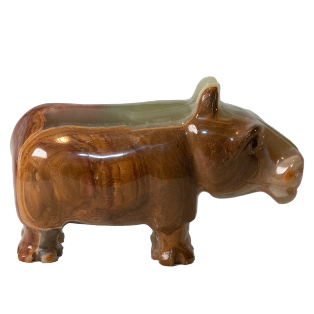 Hand Carved Green Onyx Marble Hippo 