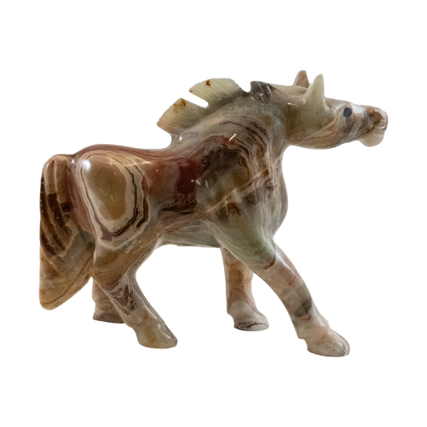 Hand Carved Onyx Horse Sculpture - Home Décor