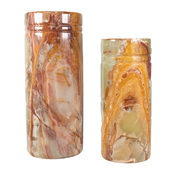 Hand Carved Green Onyx Vases - Home Decor