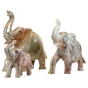 Hand Carved Onyx Elephants Figurine 