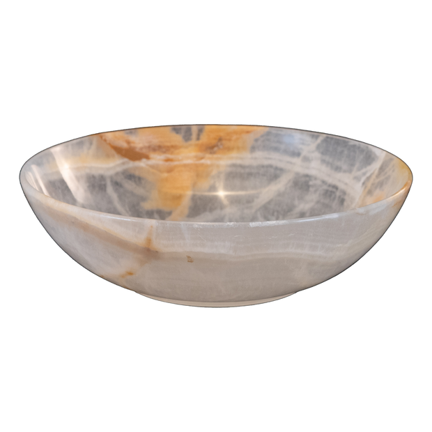 Hand Carved White Onyx Round Bowls - Home Décor