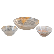 Hand Carved White Onyx Round Bowls - Home Décor