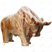 Hand Carved Green Onyx Bull Sculptures - Home Decor