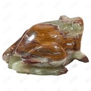 Hand Carved Natural Green Onyx Frog Sculptures 