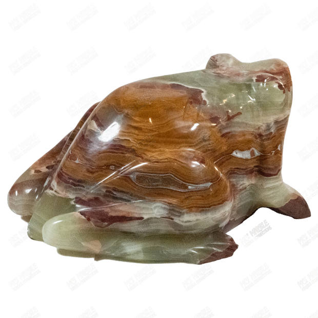 Hand Carved Natural Green Onyx Frog Sculptures 