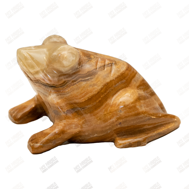 Hand Carved Natural Green Onyx Frog