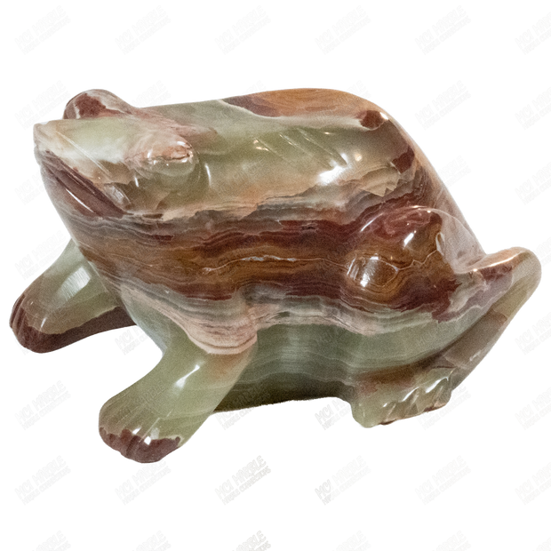 Hand Carved Natural Green Onyx Frog Sculptures 