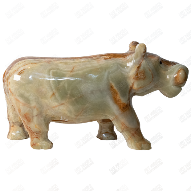 Hand Carved Green Onyx Marble Hippo 