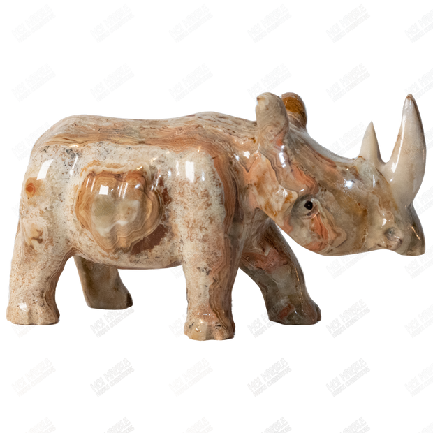 Hand Carved Onyx Rhino Sculpture - Rhino Statue
