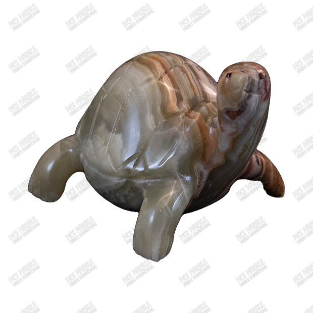 Hand Carved Onyx Tortoise Sculpture - Marble Decor