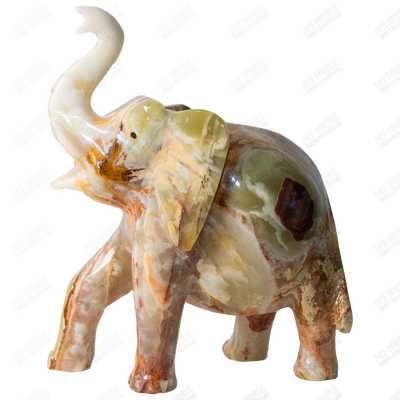 Hand Carved Onyx Elephants Figurine 