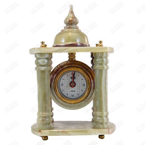 Hand Carved Onyx Temple Clock - Marble Clock