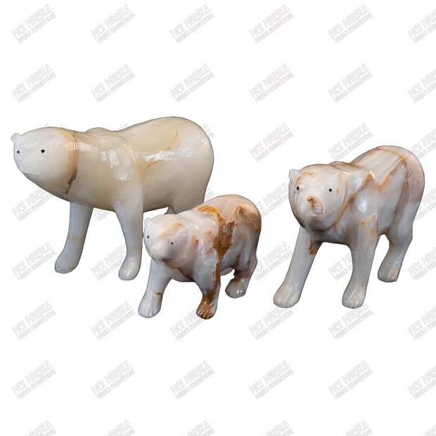 Hand Carved Onyx Polar Bear Sculpture