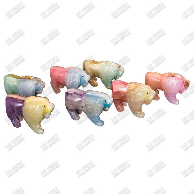 Hand Crafted Glow-in-the-Dark Marble Lion Sculpture 