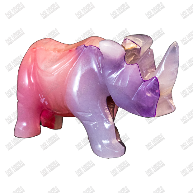 Hand Carved, Glow-in-the-Dark Rhino Statue