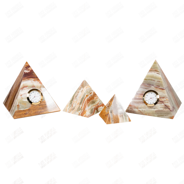Hand Carved Onyx Pyramid Clock - Home Decor