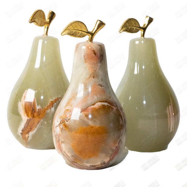 Hand Carved Onyx Marble Pears - Marble Fruits
