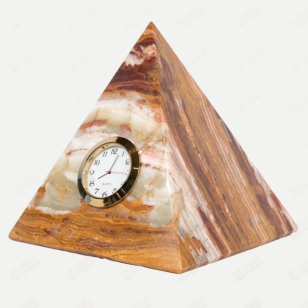 Hand Carved Onyx Pyramid Clock - Home Decor