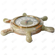Hand Carved Onyx Wheel Clock - Crystal Decor