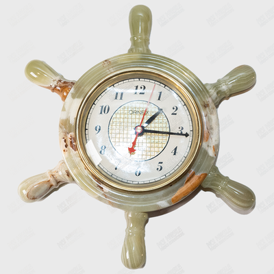 Hand Carved Onyx Wheel Clock - Crystal Decor