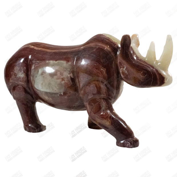 Hand Carved Onyx Rhino Sculpture - Rhino Statue