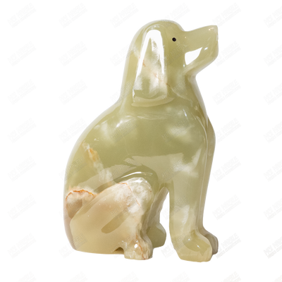 Hand Carved Onyx Dog Sculptures - Marble Decor