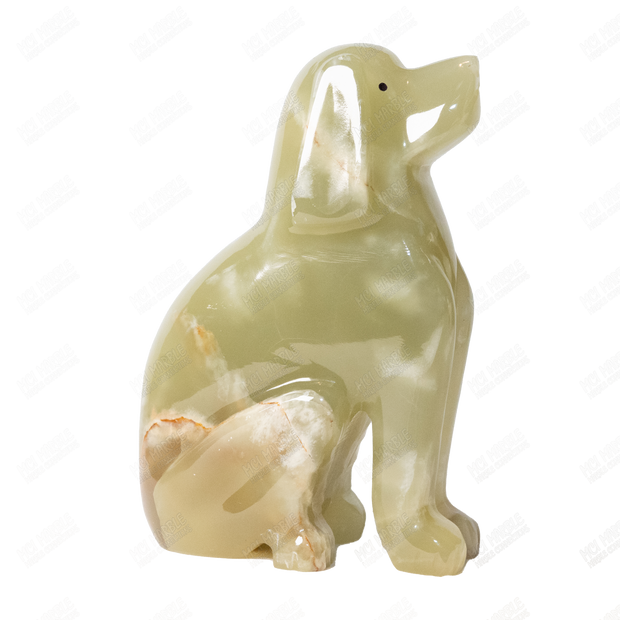 Hand Carved Onyx Dog Sculptures - Marble Decor