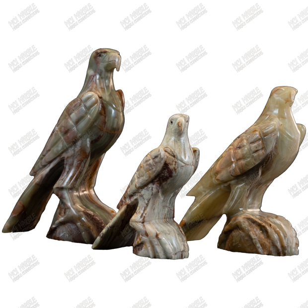 Hand Carved Onyx Eagle Sculptures 