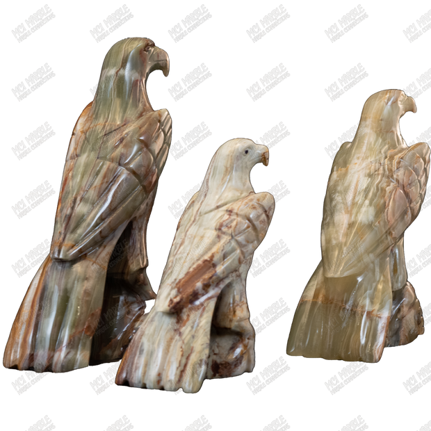 Hand Carved Onyx Eagle Sculptures 