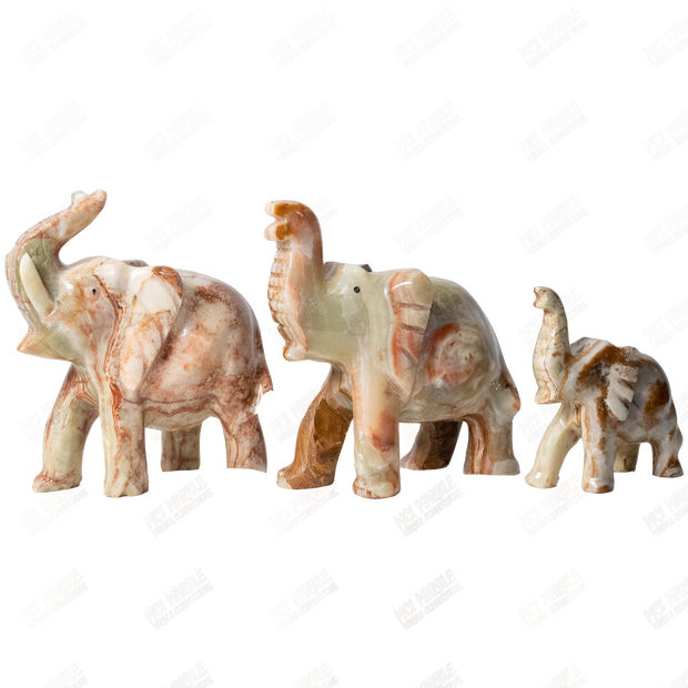 Hand Carved Onyx Elephants