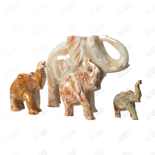 Hand Carved Onyx Elephants