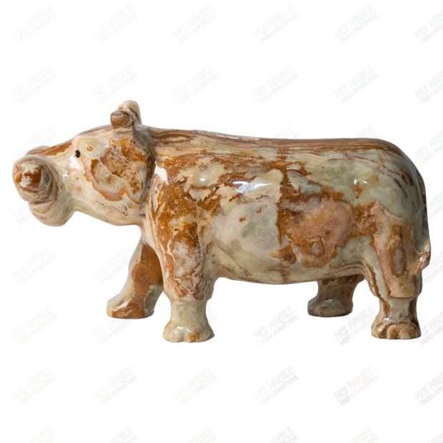 Hand Carved Green Onyx Marble Hippo 