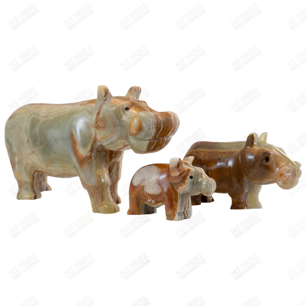 Hand Carved Green Onyx Marble Hippo 