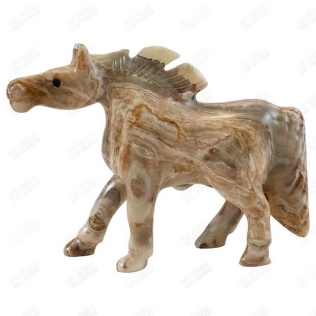Hand Carved Onyx Horse Sculpture - Home Décor