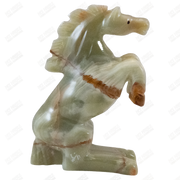 Hand Carved Onyx Dancing Horse Sculptures - Office Decor