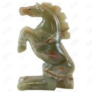Hand Carved Onyx Dancing Horse Sculptures - Office Decor