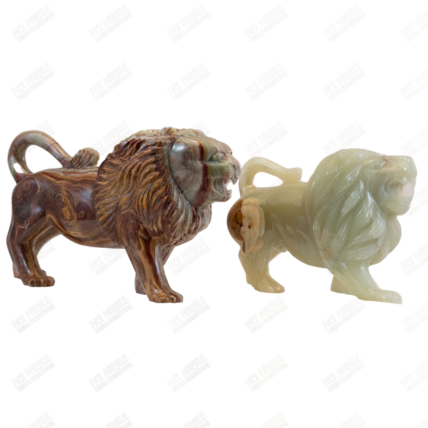 Hand Carved Onyx Lion Sculpture - Home Decor