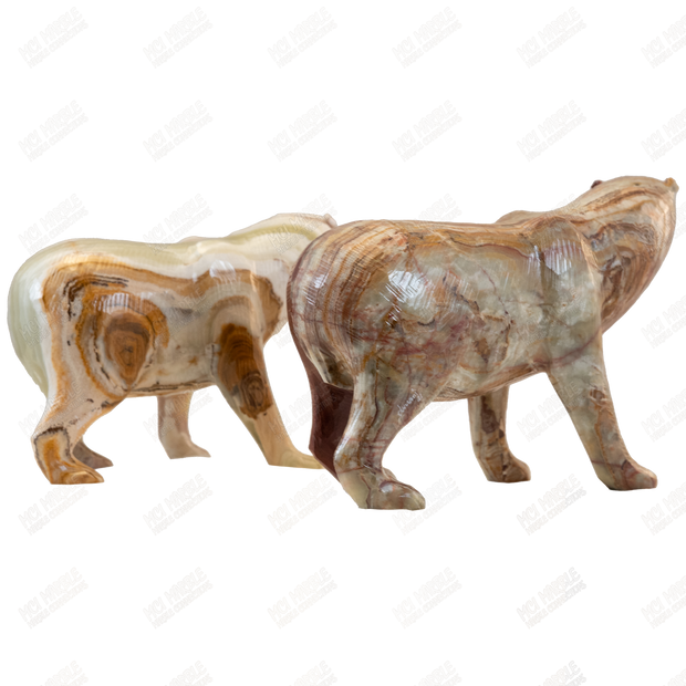 Hand Carved Onyx Polar Bear Sculpture