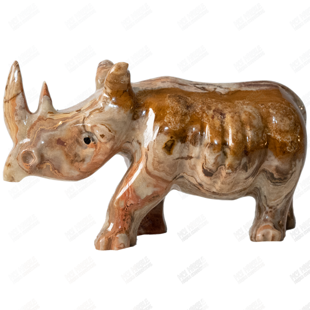 Hand Carved Onyx Rhino Sculpture - Rhino Statue