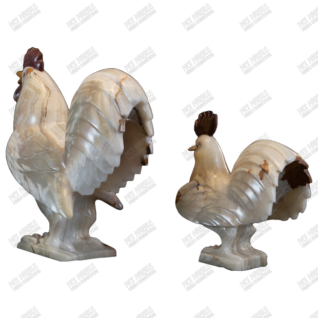 Hand Carved Onyx Rooster Statue - Crystal Decor